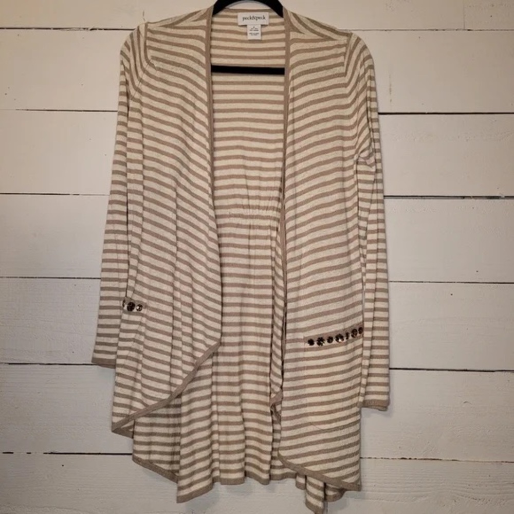 🏷️🏷️Women’s Medium Peck & Peck light striped duster cardigan